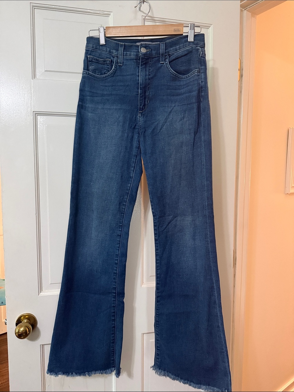 Joe's Jeans Dark Blue High-Rise Wide Leg Jeans with Raw Hem